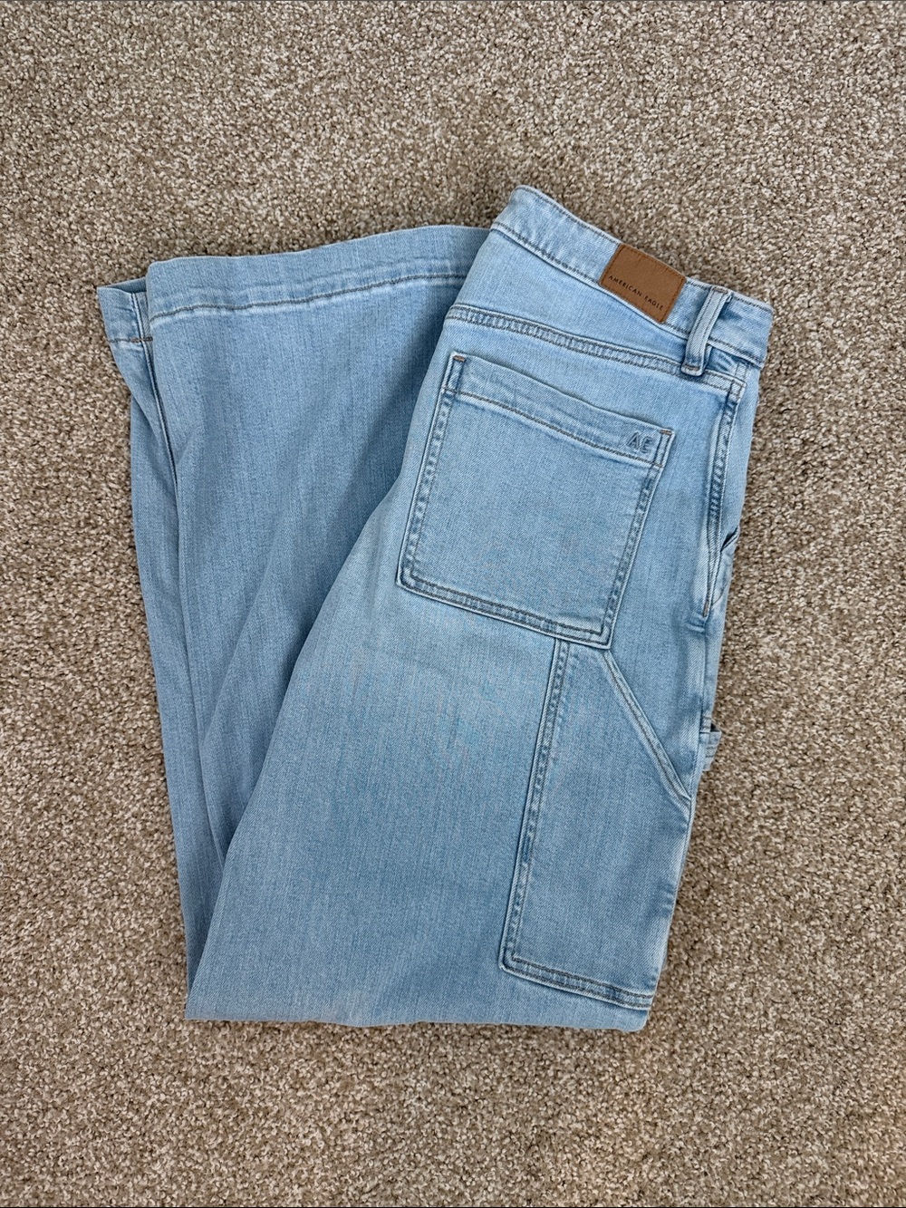 American Eagle Outfitters Light Blue Super High Rise Baggy Wide Leg Jean
